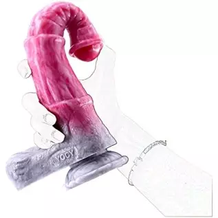 Realistic Horse Dildo 9.6 inch Long Pink Silicone Dildos with Suction, Lifelike Animal Dildo Anal Plug Adult Toy for Beginners a