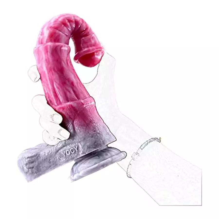 Realistic Horse Dildo 9.6 inch Long Pink Silicone Dildos with Suction, Lifelike Animal Dildo Anal Plug Adult Toy for Beginners a