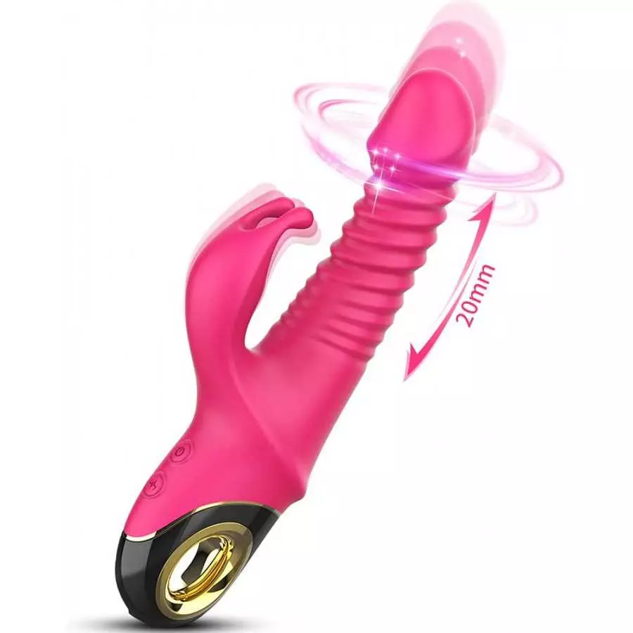 Thrusting G-spot Rabbit Vibrator for Women, Realistic Silicone Dildo Massager with 9 Vibrating Frequencies & 5 Telescopic Modes, Thrusting G-spot Rabbit Vibrator for Women, Realistic Silicone Dildo Massager with 9 Vibrating Frequencies & 5 Telescopic Modes,