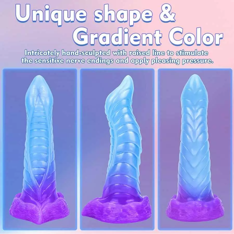 7.7in Flexible Silicone G-spot Dildo Fantasy Realistic Dildo with Strong Suction Cup, 「Jinn」Monster Butt Plug Dragon Dildos for