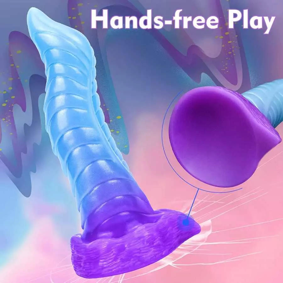7.7in Flexible Silicone G-spot Dildo Fantasy Realistic Dildo with Strong Suction Cup, 「Jinn」Monster Butt Plug Dragon Dildos for