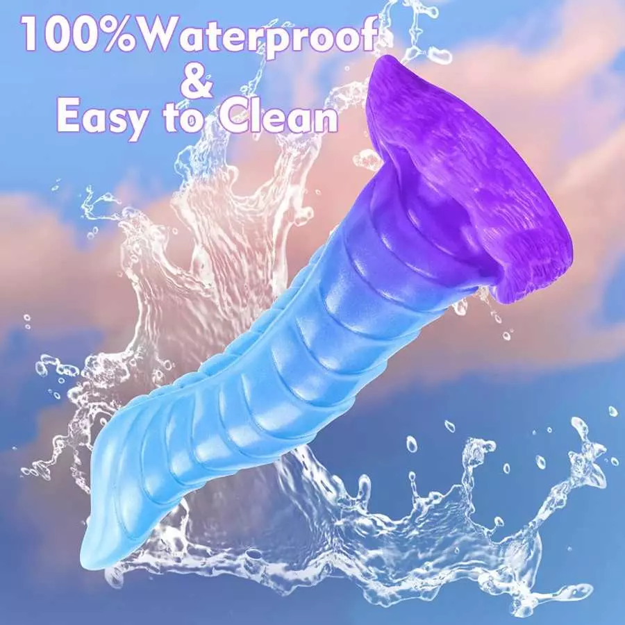 7.7in Flexible Silicone G-spot Dildo Fantasy Realistic Dildo with Strong Suction Cup, 「Jinn」Monster Butt Plug Dragon Dildos for