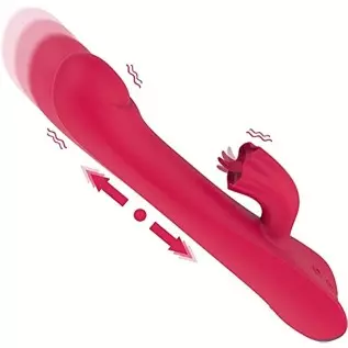 Thrusting Dildo Rabbit Vibrator for Women, Vibrator Adult Sensory Toys G Spot Sex Toy with 10 Telescopic & 10 Tongue Licking Mod