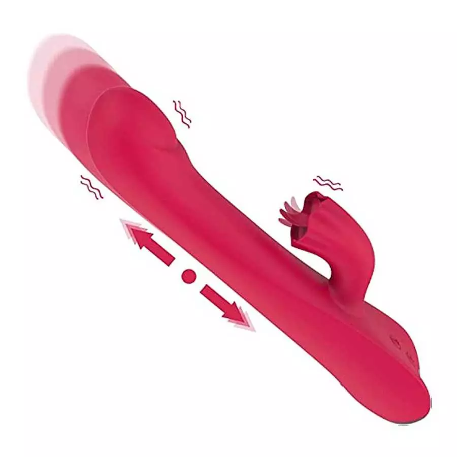 Thrusting Dildo Rabbit Vibrator for Women, Vibrator Adult Sensory Toys G Spot Sex Toy with 10 Telescopic & 10 Tongue Licking Mod