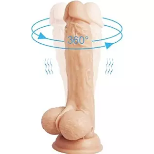 Rotating Realistic Dildo Vibrator with Suction Cup,SHIJI Liquid Silicone Vibrating Dildo with 10 Speeds & Boost Mode,8 Inch G Sp