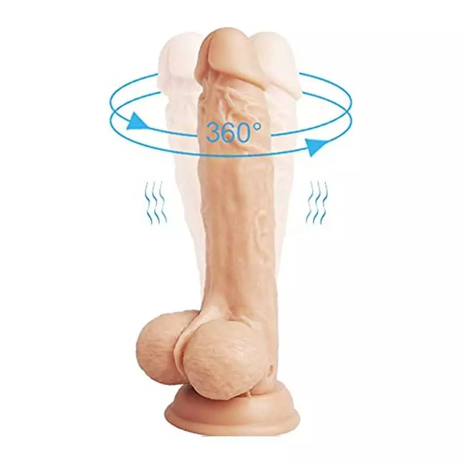 Rotating Realistic Dildo Vibrator with Suction Cup,SHIJI Liquid Silicone Vibrating Dildo with 10 Speeds & Boost Mode,8 Inch G Sp