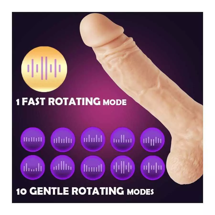 Rotating Realistic Dildo Vibrator with Suction Cup,SHIJI Liquid Silicone Vibrating Dildo with 10 Speeds & Boost Mode,8 Inch G Sp