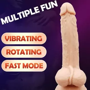 Rotating Realistic Dildo Vibrator with Suction Cup,SHIJI Liquid Silicone Vibrating Dildo with 10 Speeds & Boost Mode,8 Inch G Sp