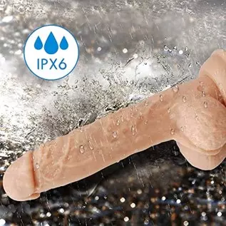 Rotating Realistic Dildo Vibrator with Suction Cup,SHIJI Liquid Silicone Vibrating Dildo with 10 Speeds & Boost Mode,8 Inch G Sp