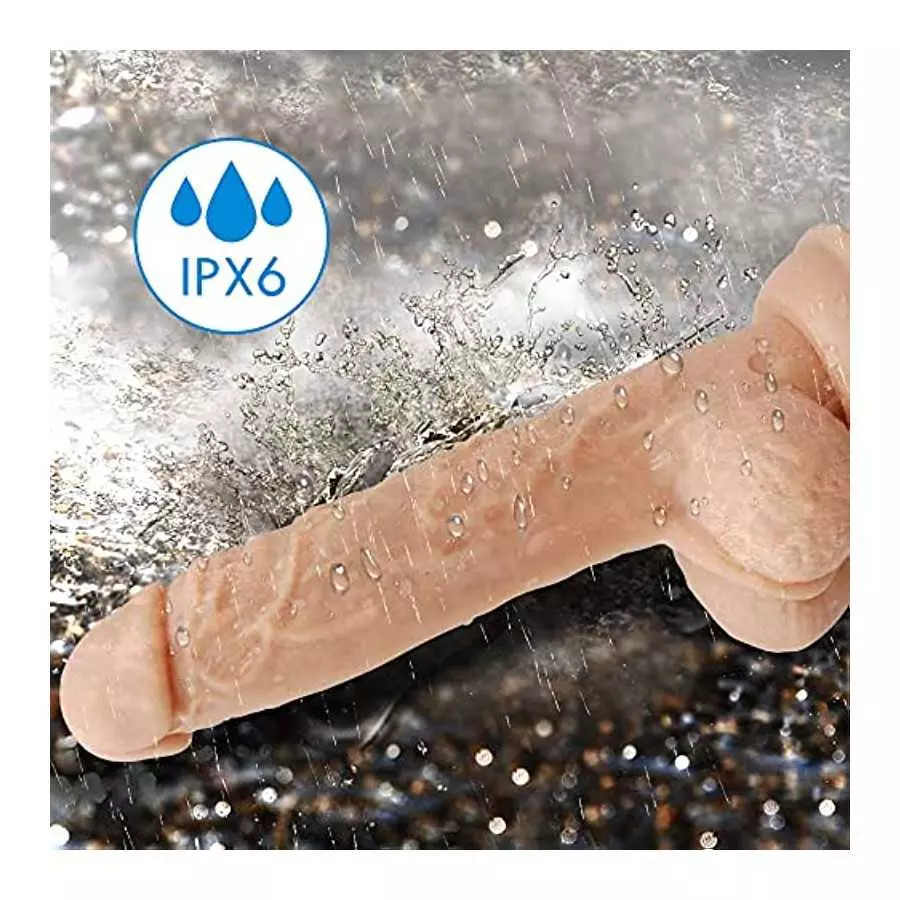 Rotating Realistic Dildo Vibrator with Suction Cup,SHIJI Liquid Silicone Vibrating Dildo with 10 Speeds & Boost Mode,8 Inch G Sp