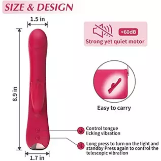 Thrusting Dildo Rabbit Vibrator for Women, Vibrator Adult Sensory Toys G Spot Sex Toy with 10 Telescopic & 10 Tongue Licking Mod