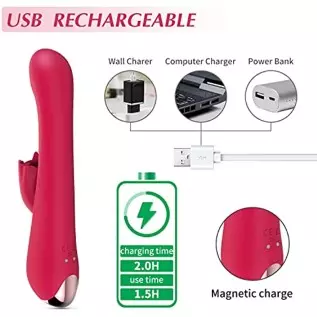 Thrusting Dildo Rabbit Vibrator for Women, Vibrator Adult Sensory Toys G Spot Sex Toy with 10 Telescopic & 10 Tongue Licking Mod