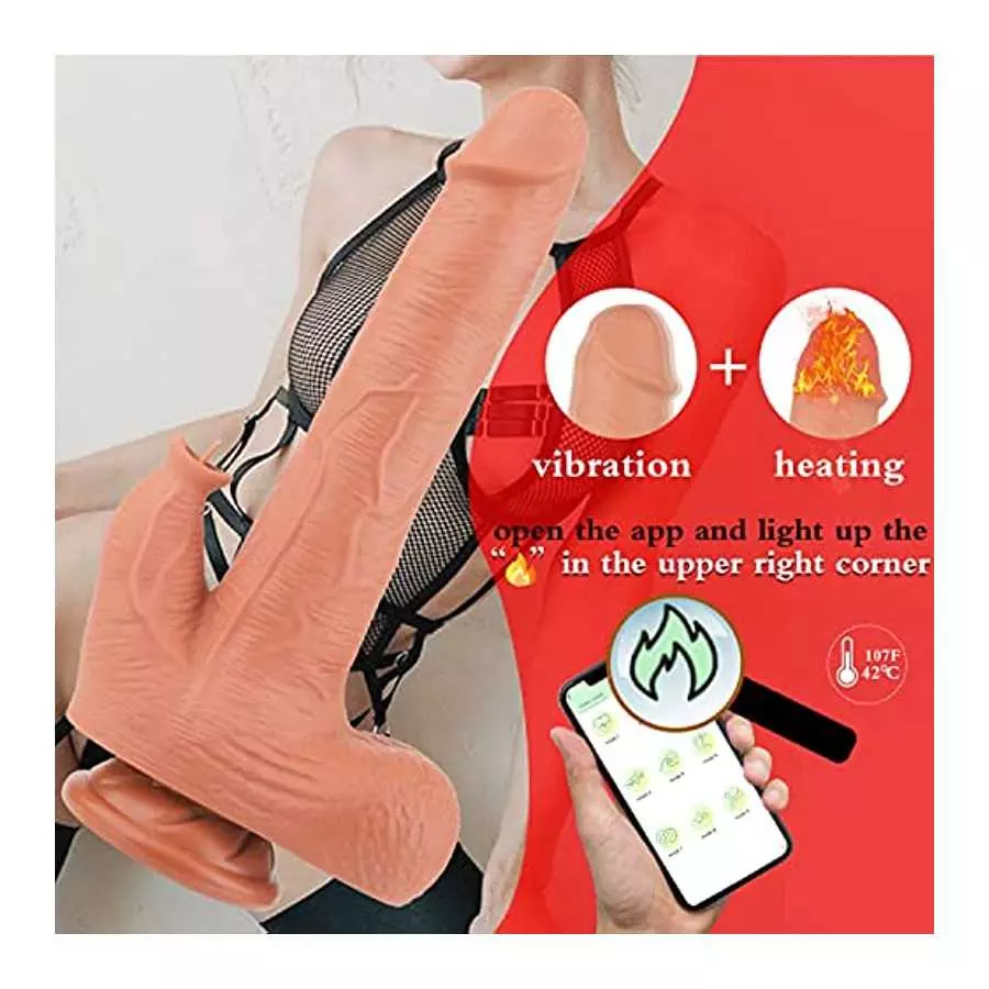 8 Inch Thrusting Dildo Vibrator Sex Toy for Couple Realistic Vibrating Dildo Fake Penis with Suction Cup Heated Dildo APP Remote