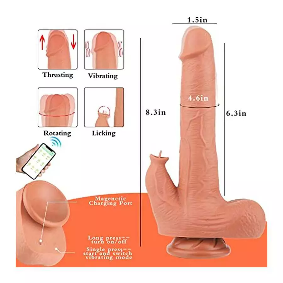 8 Inch Thrusting Dildo Vibrator Sex Toy for Couple Realistic Vibrating Dildo Fake Penis with Suction Cup Heated Dildo APP Remote