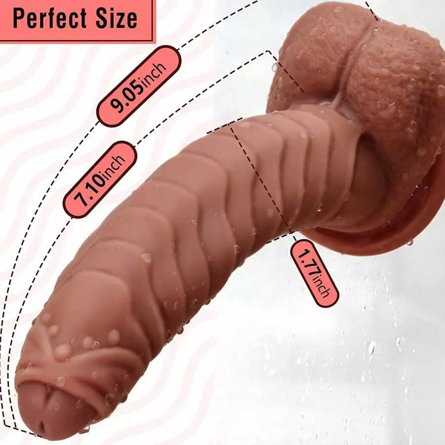 Realistic G-spot Dildo 9.05 inch Ribbed Penis Double Density Cock with Strong Suction Cup & Raised Nubs Silicone Prostate Massag