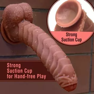 Realistic G-spot Dildo 9.05 inch Ribbed Penis Double Density Cock with Strong Suction Cup & Raised Nubs Silicone Prostate Massag