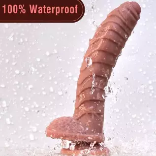 Realistic G-spot Dildo 9.05 inch Ribbed Penis Double Density Cock with Strong Suction Cup & Raised Nubs Silicone Prostate Massag
