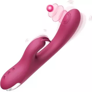 G-Spot Dildos and Clitoral Vibrator Rechargeable with 10 Vibration Modes and 3 Teasing Percussive Modes - Bunny Dildo for Intens