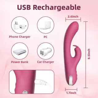 G-Spot Dildos and Clitoral Vibrator Rechargeable with 10 Vibration Modes and 3 Teasing Percussive Modes - Bunny Dildo for Intens G-Spot Dildos and Clitoral Vibrator Rechargeable with 10 Vibration Modes and 3 Teasing Percussive Modes - Bunny Dildo for Intens