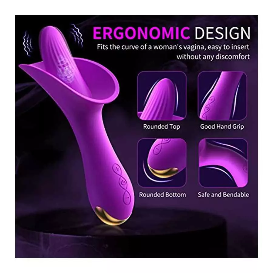 Clitoral Vibrator Rose Toy for Women,G-Spot Massager with 10 Tongue Licking Vibration Modes,Clitoris Stimulator Tongue Vibrators