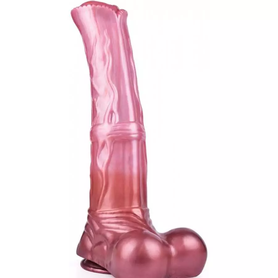 Soft Optional Size Ribbed Suction Artificial Horse Dildo Multi Color Silicone Made Massive Head Textured (XL)
