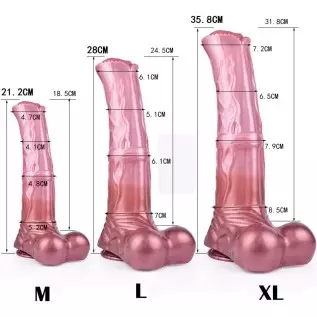 Soft Optional Size Ribbed Suction Artificial Horse Dildo Multi Color Silicone Made Massive Head Textured (XL)