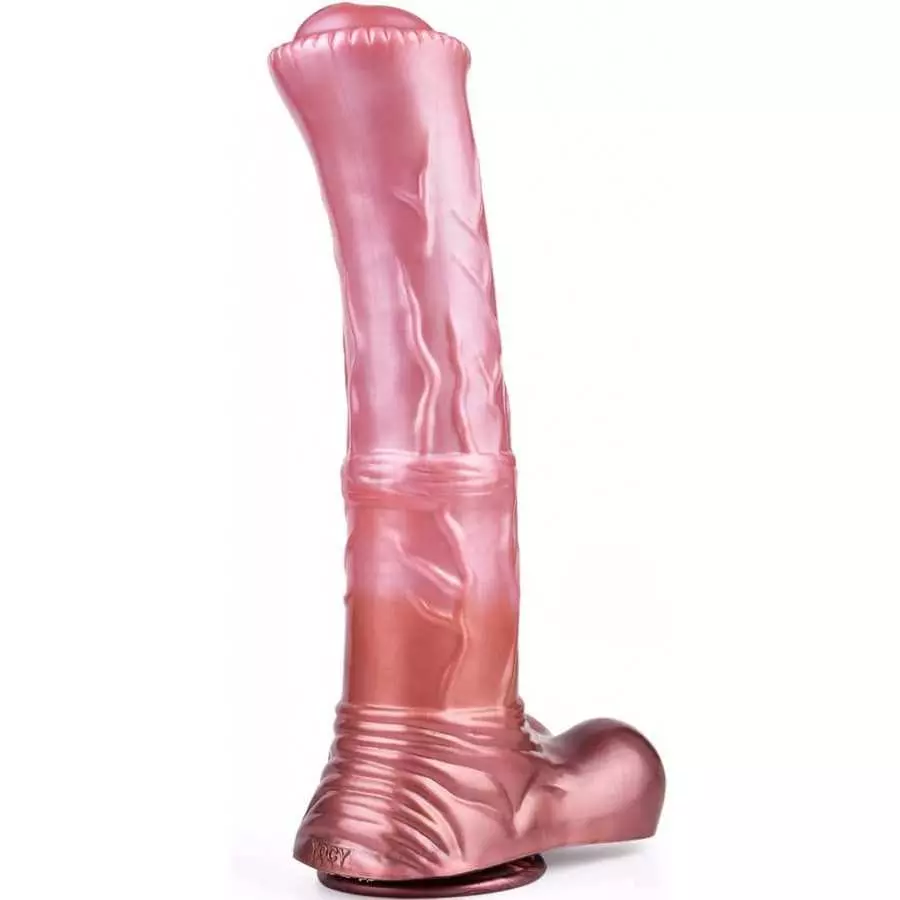Soft Optional Size Ribbed Suction Artificial Horse Dildo Multi Color Silicone Made Massive Head Textured (XL)