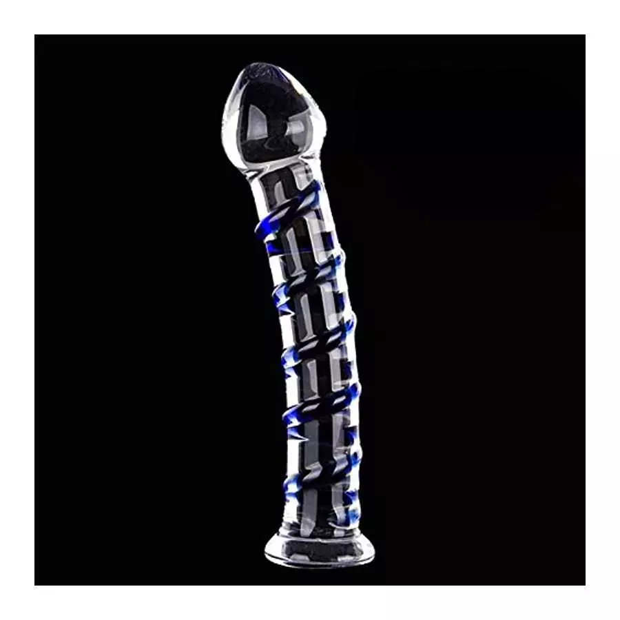 Glass Pleasure Wand, Crystal Dildo Penis with Raised Swirl Texture Mushroom Tip Adult Sex Toys, Anal Butt Plug for G-spot Stimul Glass Pleasure Wand, Crystal Dildo Penis with Raised Swirl Texture Mushroom Tip Adult Sex Toys, Anal Butt Plug for G-spot Stimul