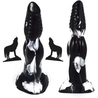 European Fairy Tale Wolf Dildo Dog Dick Multi-Color Canine Style (Black+White)
