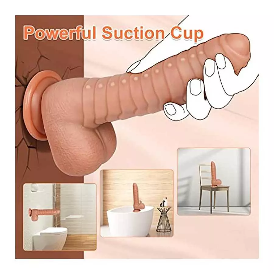 Thrusting Dildo Vibrator Realistic Vibrating Dildo with Strong Suction Cup for Hands-Free Play, Remote Control 9.05 inch Dildos