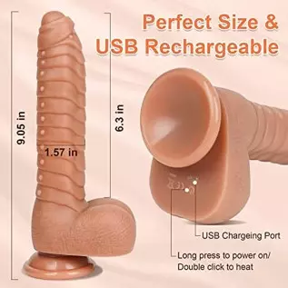 Thrusting Dildo Vibrator Realistic Vibrating Dildo with Strong Suction Cup for Hands-Free Play, Remote Control 9.05 inch Dildos