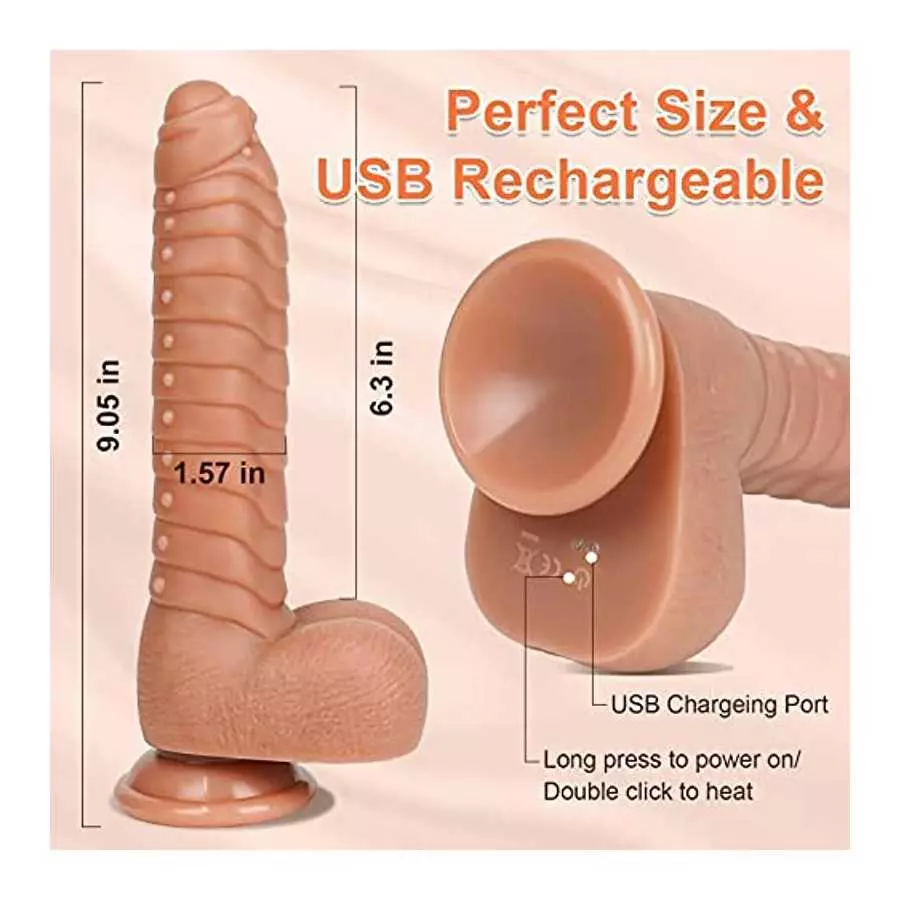 Thrusting Dildo Vibrator Realistic Vibrating Dildo with Strong Suction Cup for Hands-Free Play, Remote Control 9.05 inch Dildos