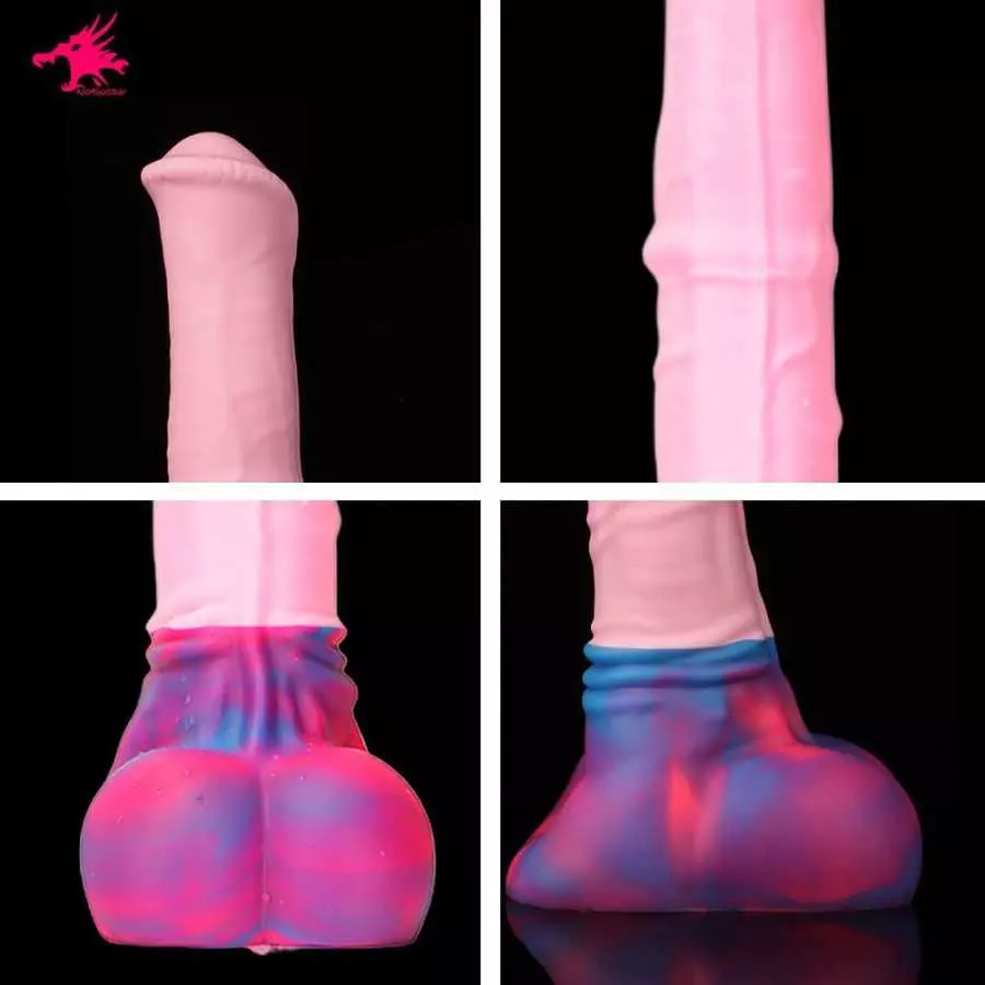 Nothosaur「AVOYO with Cum Tube」14.8 inch HorseIIDildo Medium Soft Platinum Silicone Dildo,Unique Design with Strong Suction Cup f