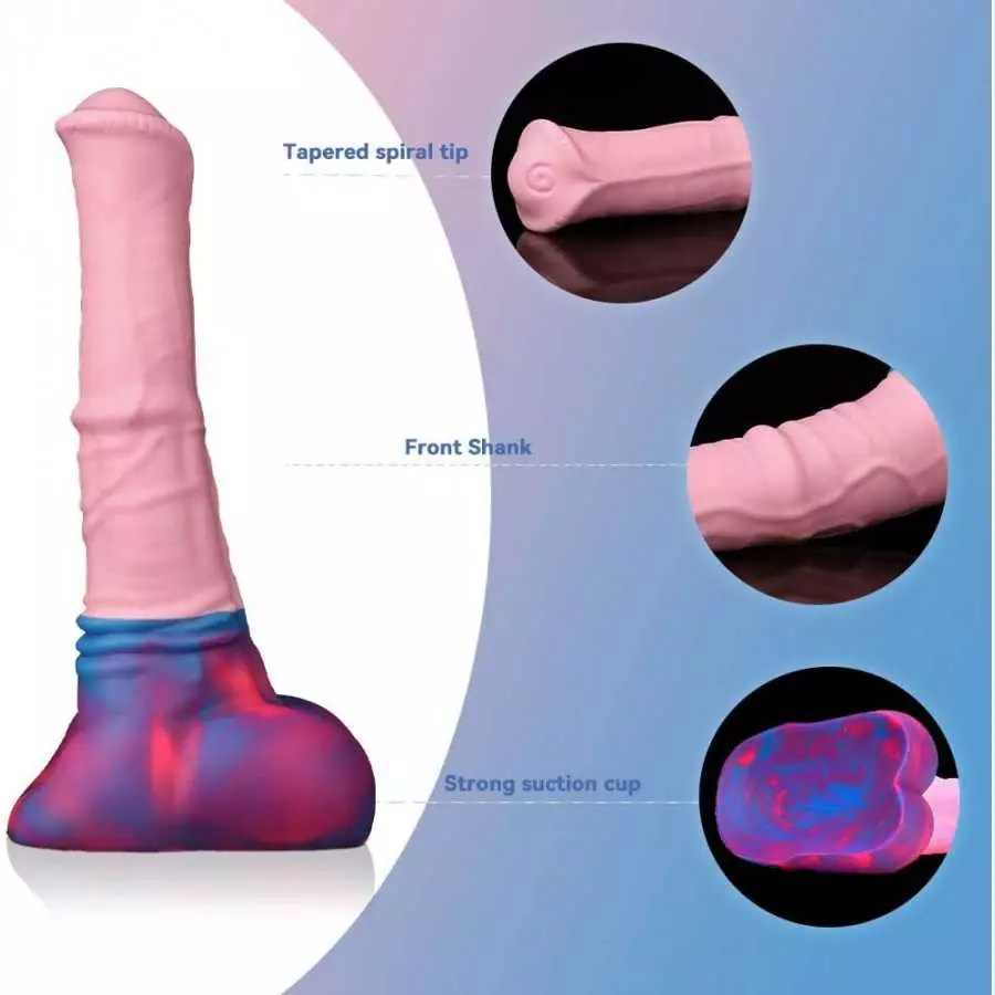 Nothosaur「AVOYO with Cum Tube」14.8 inch HorseIIDildo Medium Soft Platinum Silicone Dildo,Unique Design with Strong Suction Cup f