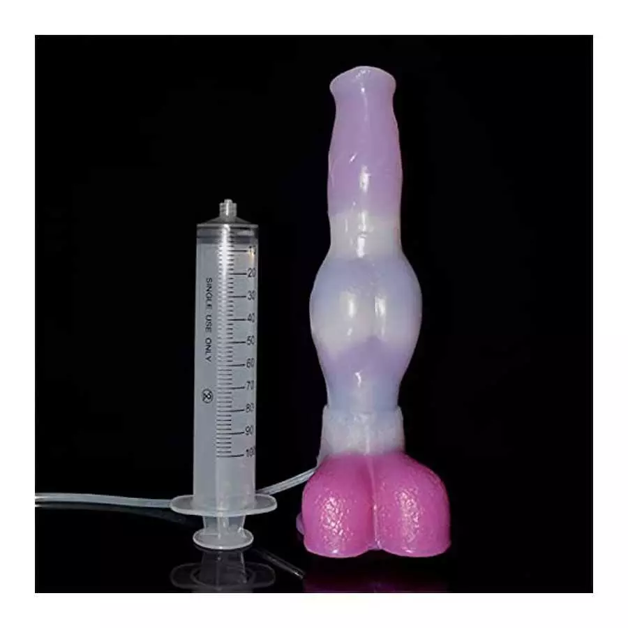 Dog Squirting Dildo with Suction Cups Hands-Free Animal Knotted Ejaculating Dildo Waterproof Women Adult Sex Toys