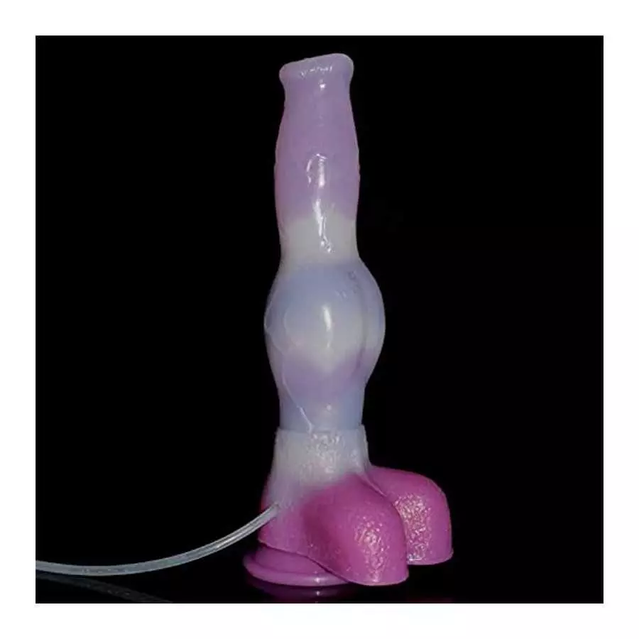 Dog Squirting Dildo with Suction Cups Hands-Free Animal Knotted Ejaculating Dildo Waterproof Women Adult Sex Toys