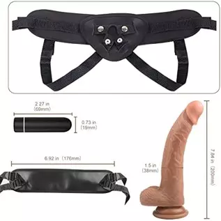 Strap-on Dildo Wearable Harness Realistic Vibrating Dildo with Bullet Vibrator, Detachable Silicone G Spot Stimulator, Vagina Ma