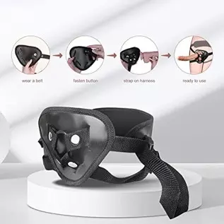 Strap-on Dildo Wearable Harness Realistic Vibrating Dildo with Bullet Vibrator, Detachable Silicone G Spot Stimulator, Vagina Ma