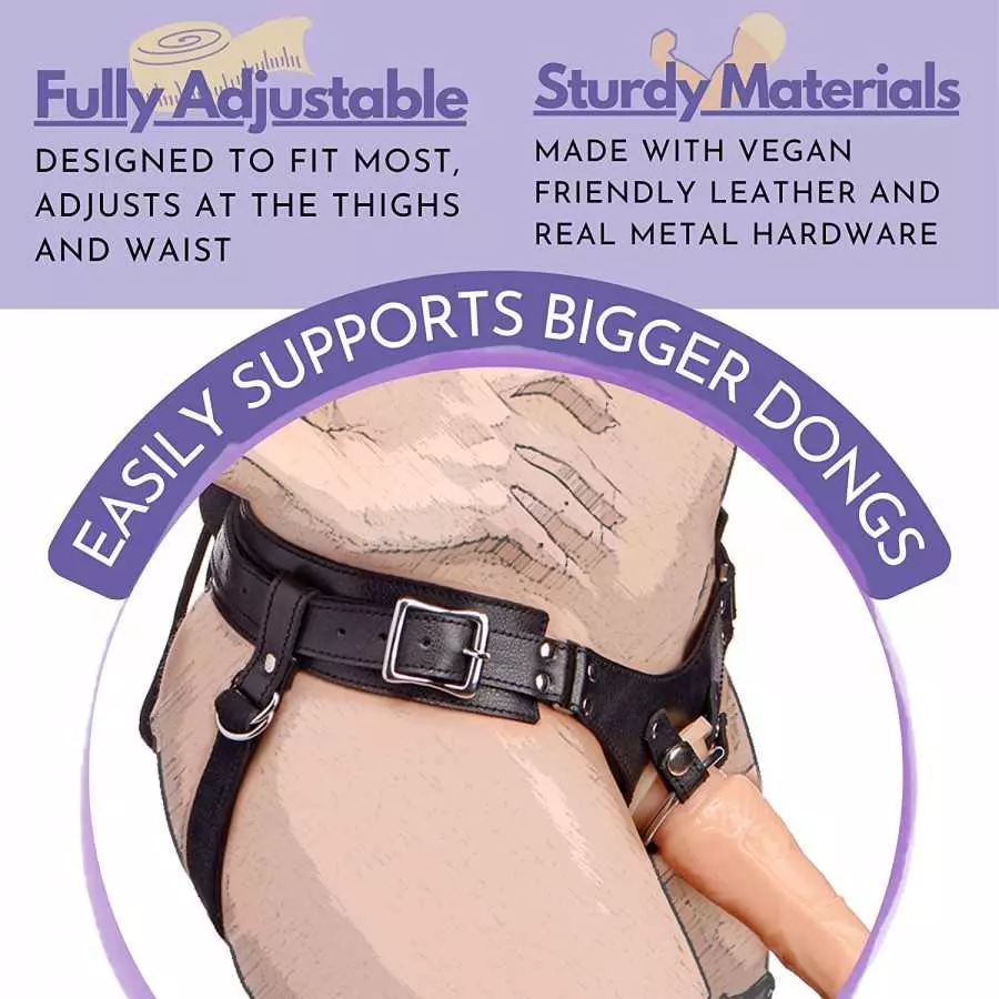 Strap U Bodice Corset Style Strap On Harness for Women, Men and Adult Couples, Fully Adjustable Waist, Vegan Friendly Leatherett