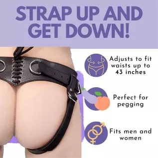 Strap U Bodice Corset Style Strap On Harness for Women, Men and Adult Couples, Fully Adjustable Waist, Vegan Friendly Leatherett