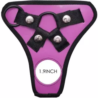 Adjustable Strap On Dildo Harness, Ferch Double Hole Pegging Harness Leather Soft Ring Belt for Male (Black)