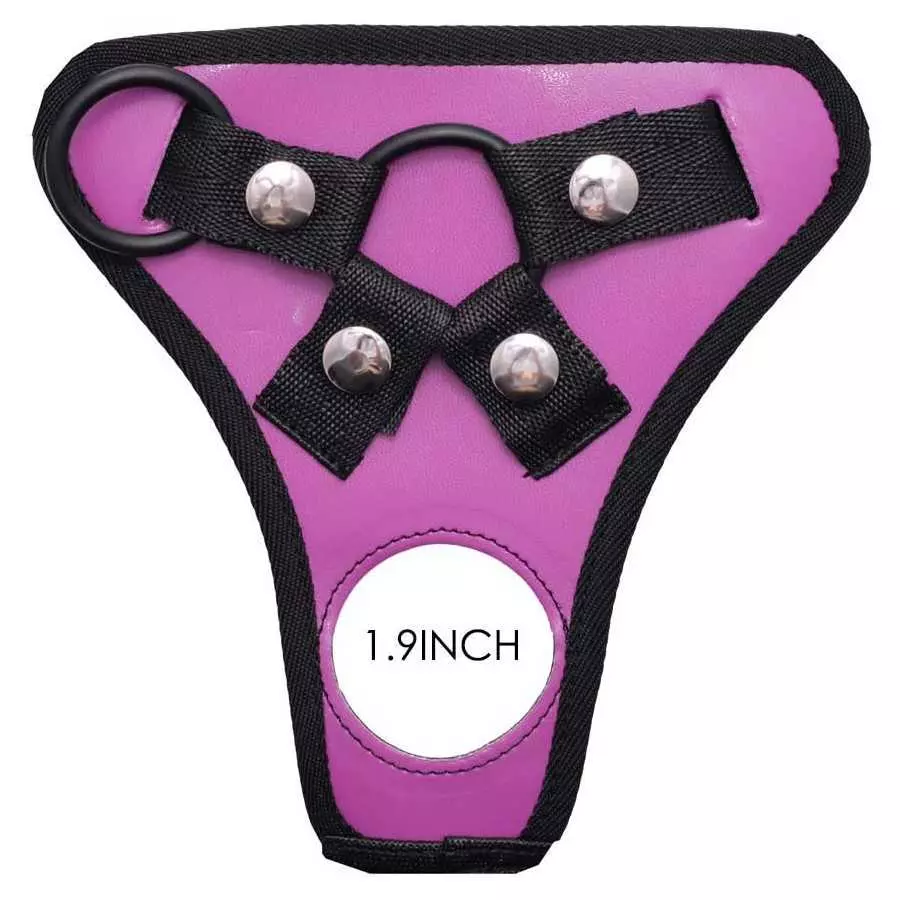 Adjustable Strap On Dildo Harness, Ferch Double Hole Pegging Harness Leather Soft Ring Belt for Male (Black)