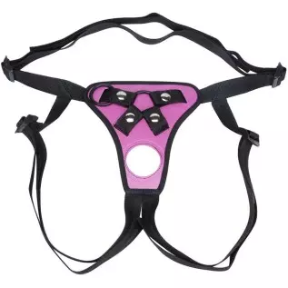 Adjustable Strap On Dildo Harness, Ferch Double Hole Pegging Harness Leather Soft Ring Belt for Male (Black)