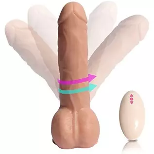 Silicone Double Layer Realistic Dildo 369 Degrees Vibrating Dildo Thrusting Vibrator with Rotating ,20 Vibration Modes Dildos Ad
