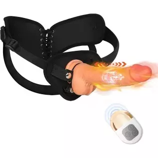 Strap-On Dildo, KUUVAL Adjustable Harness Strapon with Vibrating Silicone Dildo Rechargeable Remote Control for Couple Women Les