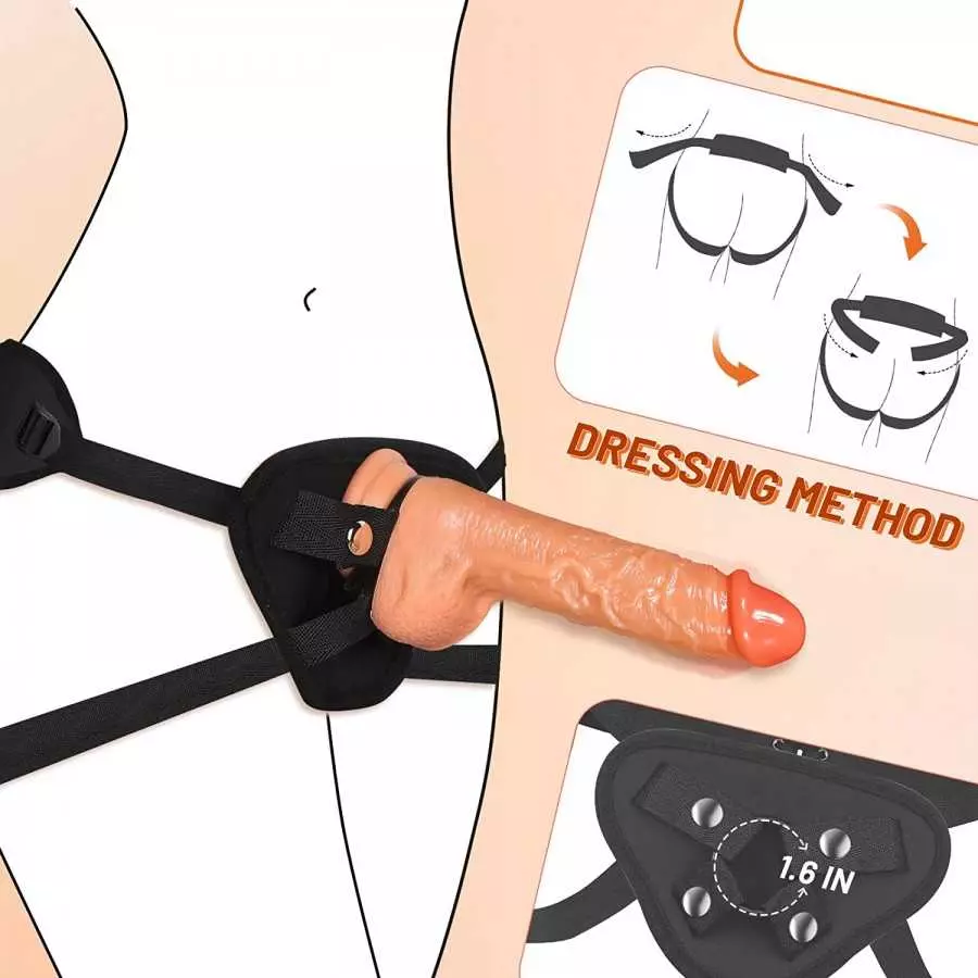 Strap-On Dildo, KUUVAL Adjustable Harness Strapon with Vibrating Silicone Dildo Rechargeable Remote Control for Couple Women Les