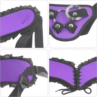 Strap-on Harness Adjustable Universal Adult Sex Toy with 3 Different Sized O-Rings Suction Cup Dildo Compatible Harness, Accommo