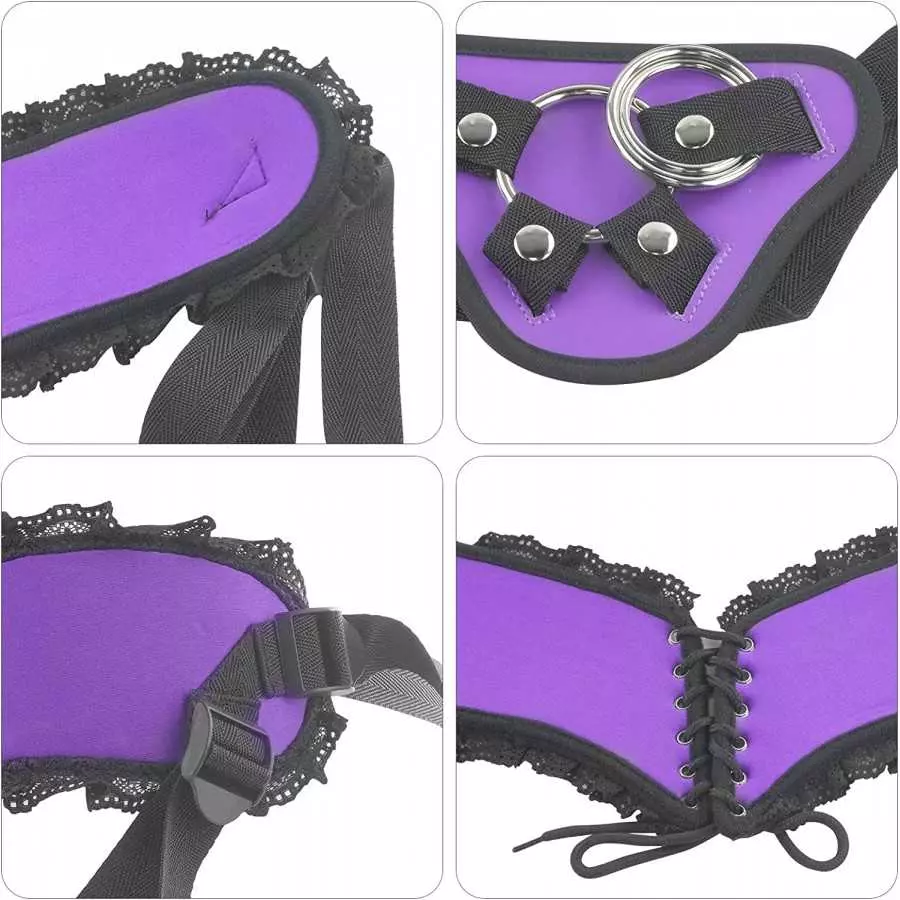 Strap-on Harness Adjustable Universal Adult Sex Toy with 3 Different Sized O-Rings Suction Cup Dildo Compatible Harness, Accommo