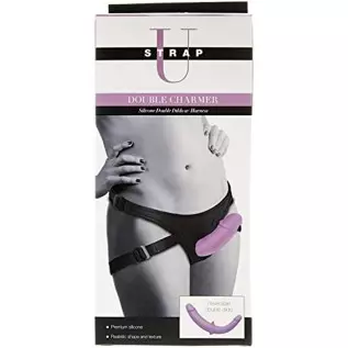 Strap U Double Charmer Premium Silicone Double Dildo Set Penetration with Harness for Women, Men, & Couples, Silicone G-spot Ana