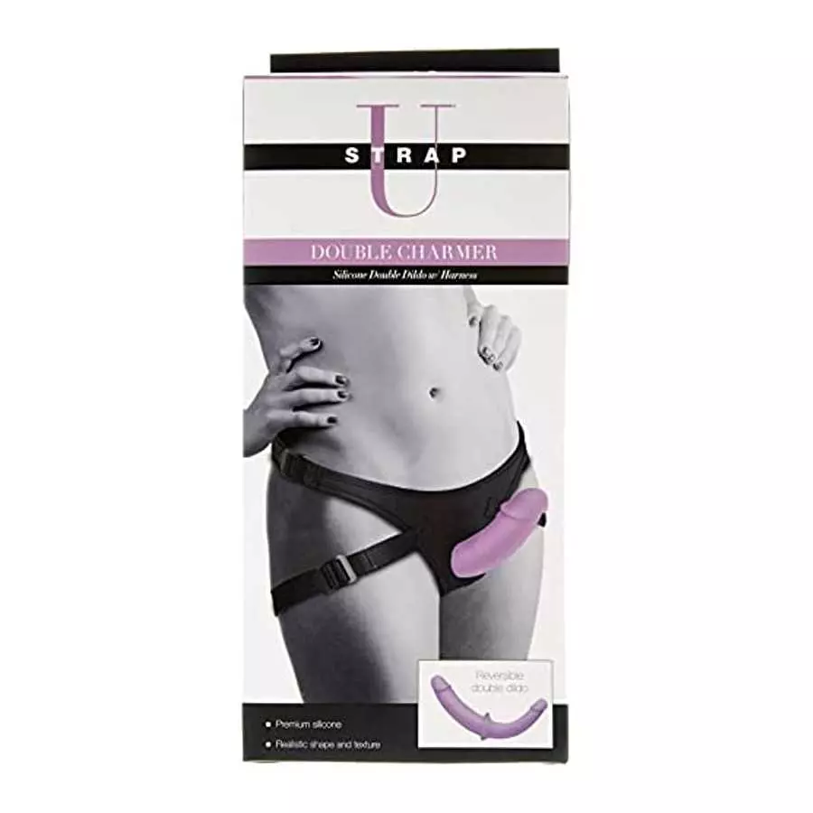 Strap U Double Charmer Premium Silicone Double Dildo Set Penetration with Harness for Women, Men, & Couples, Silicone G-spot Ana Strap U Double Charmer Premium Silicone Double Dildo Set Penetration with Harness for Women, Men, & Couples, Silicone G-spot Ana